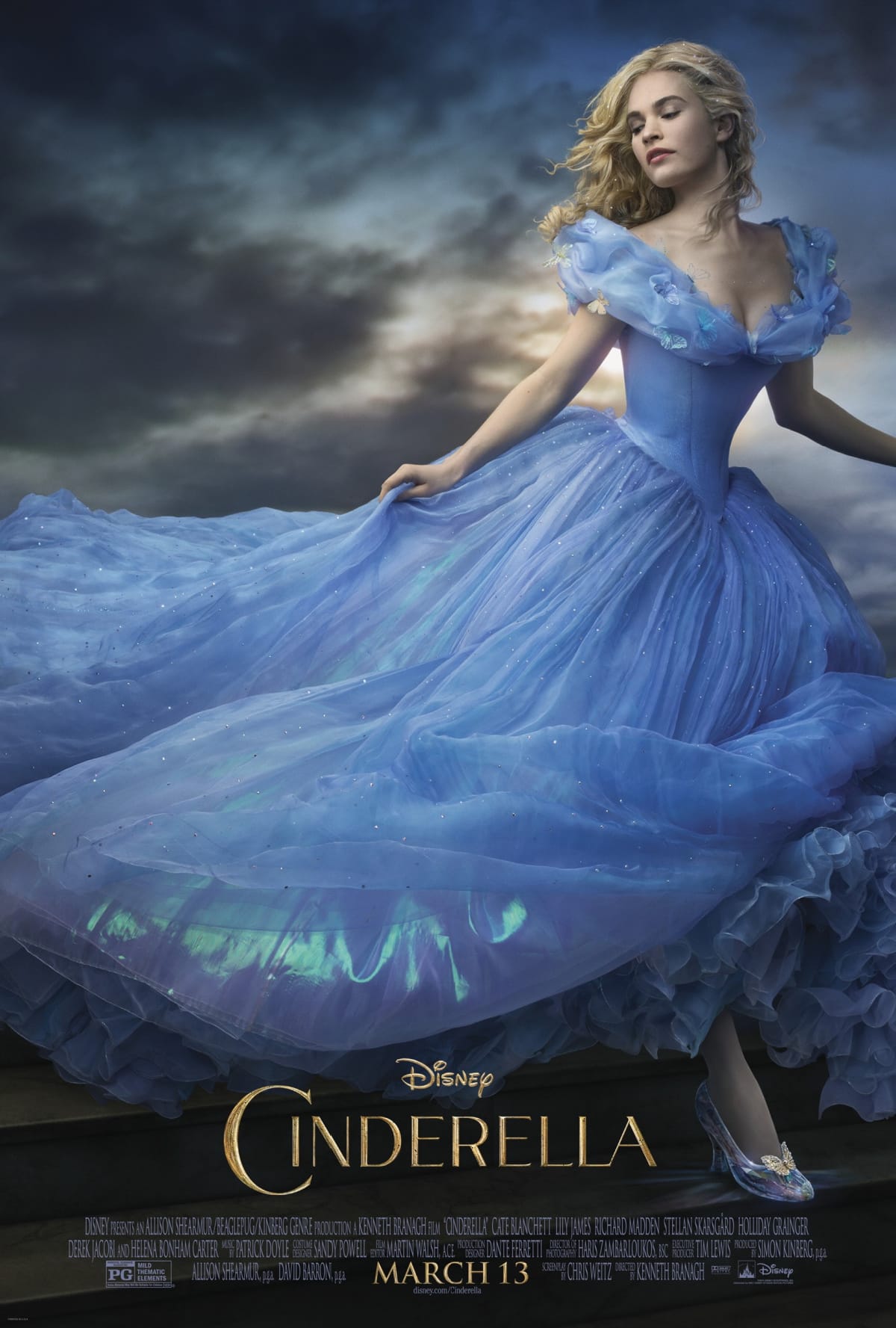 Movie poster for the live action Disney princess movie Cinderella