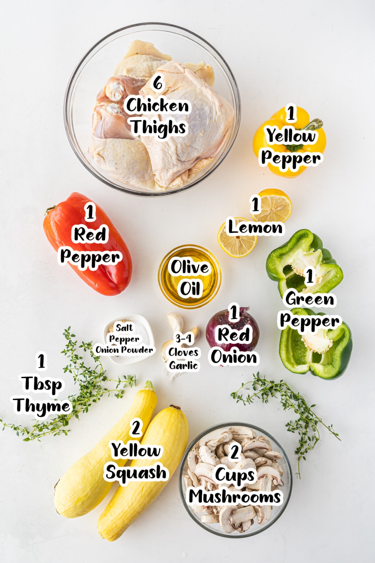 Ingredients for sheet pan chicken and veggies