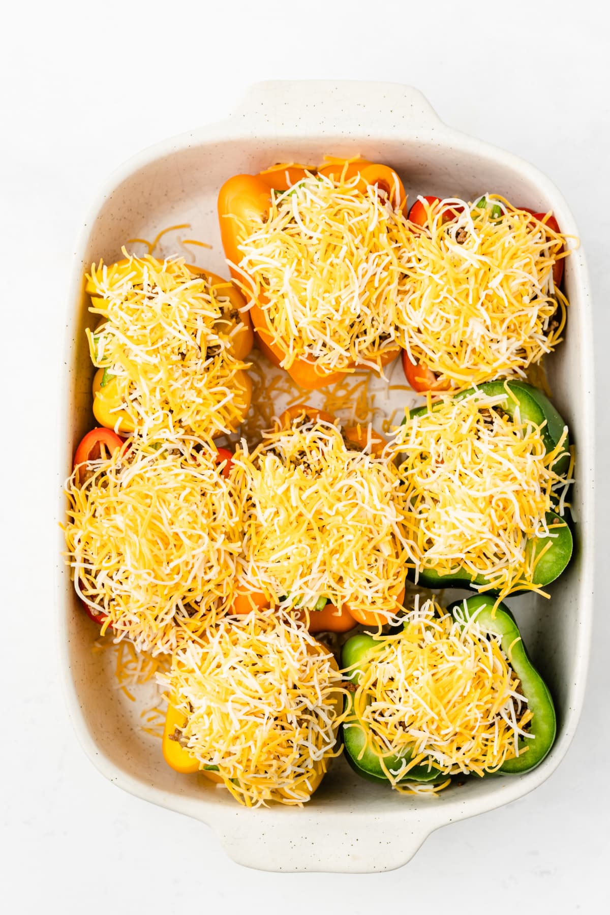 Taco stuffed bell peppers uncooked
