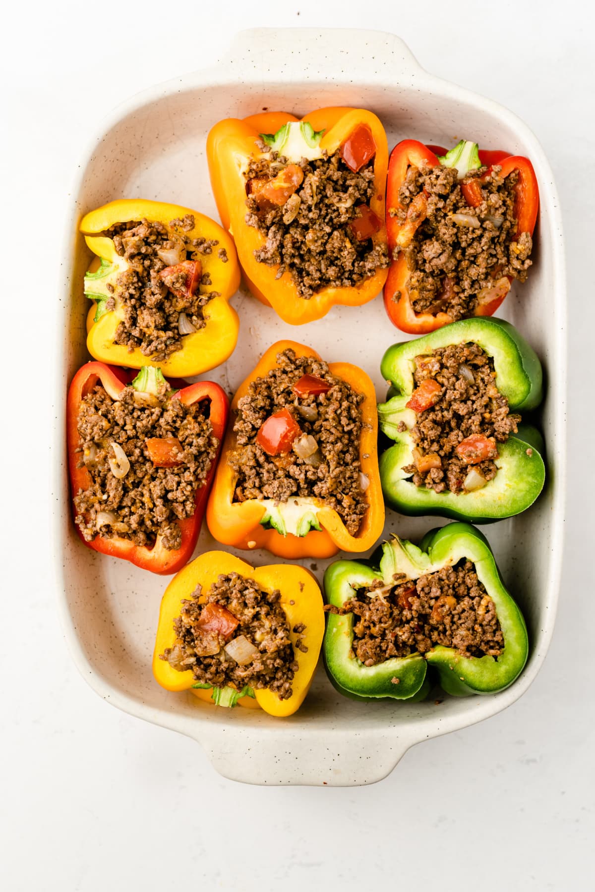 Bell peppers filled with taco meat