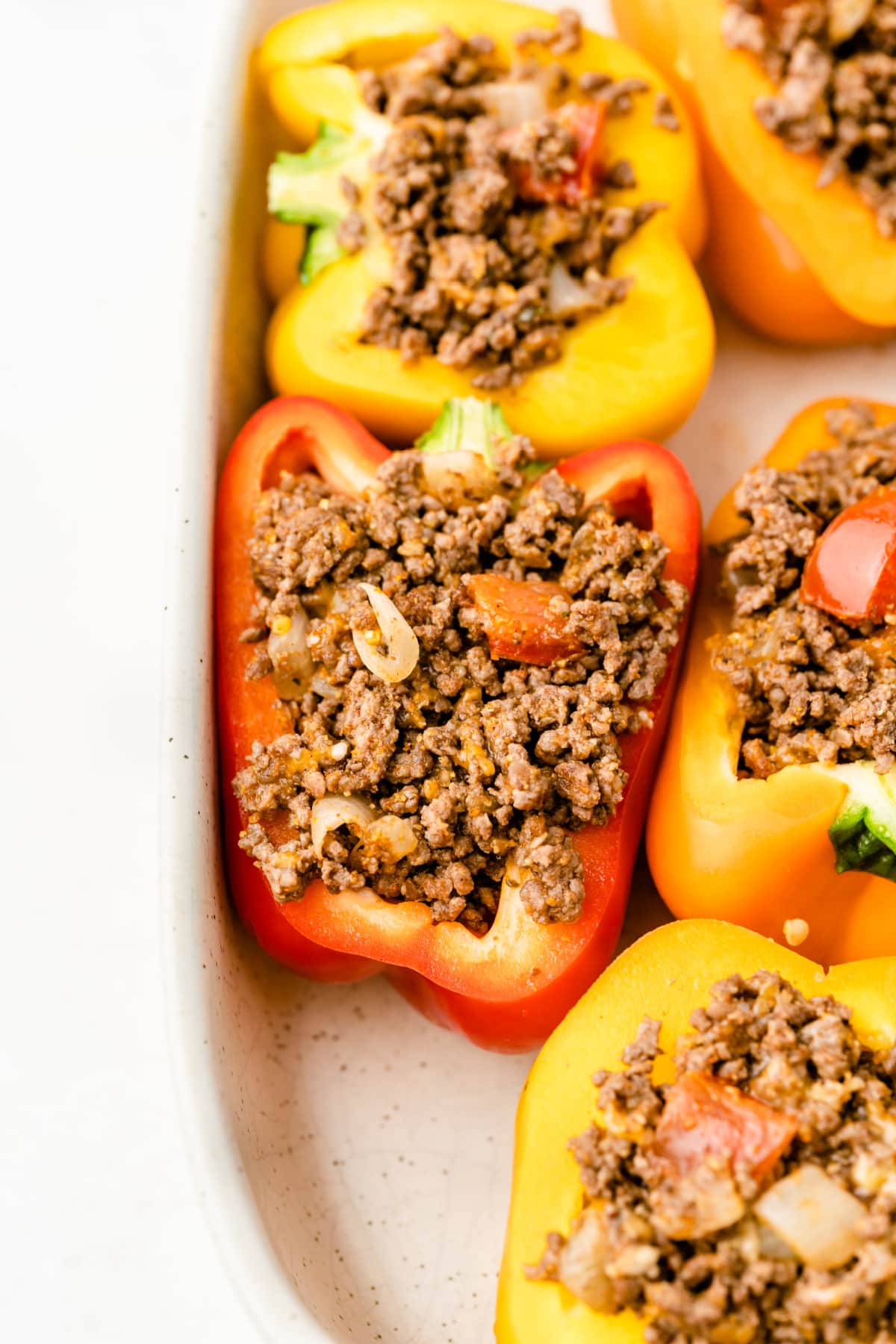 Red bell pepper with taco filling