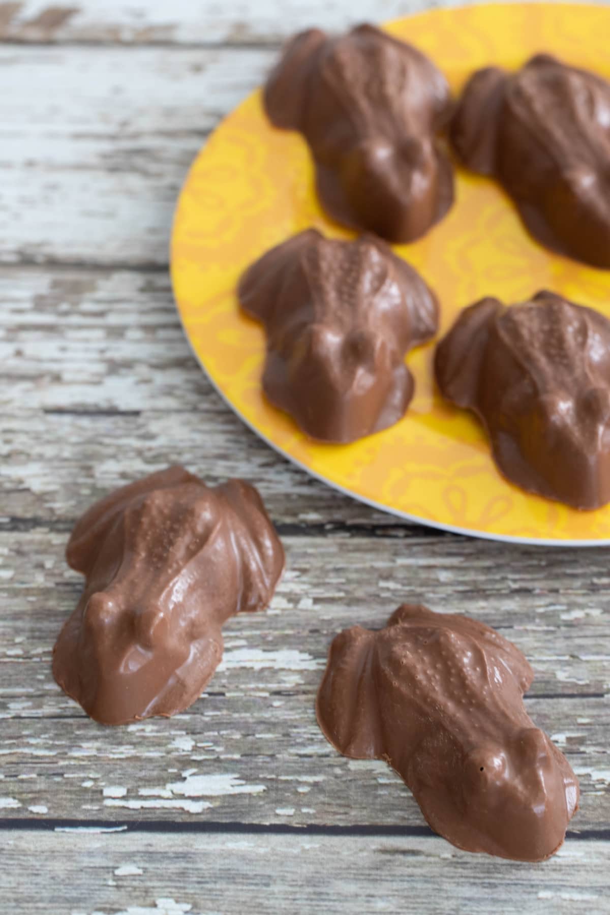 Chocolate frogs made with a candy mold