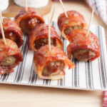 Bacon Wrapped Meatballs on Plate