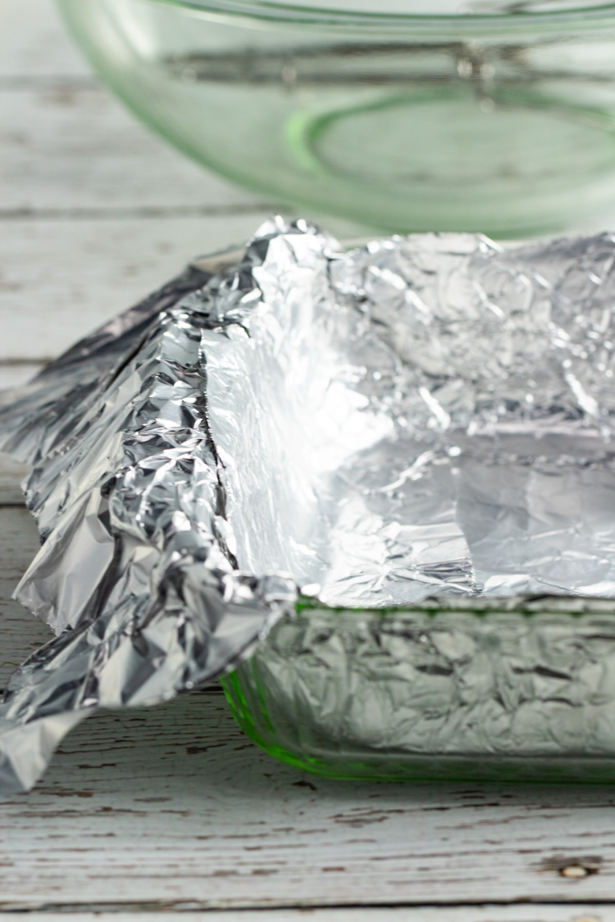 9-inch baking pan with foil