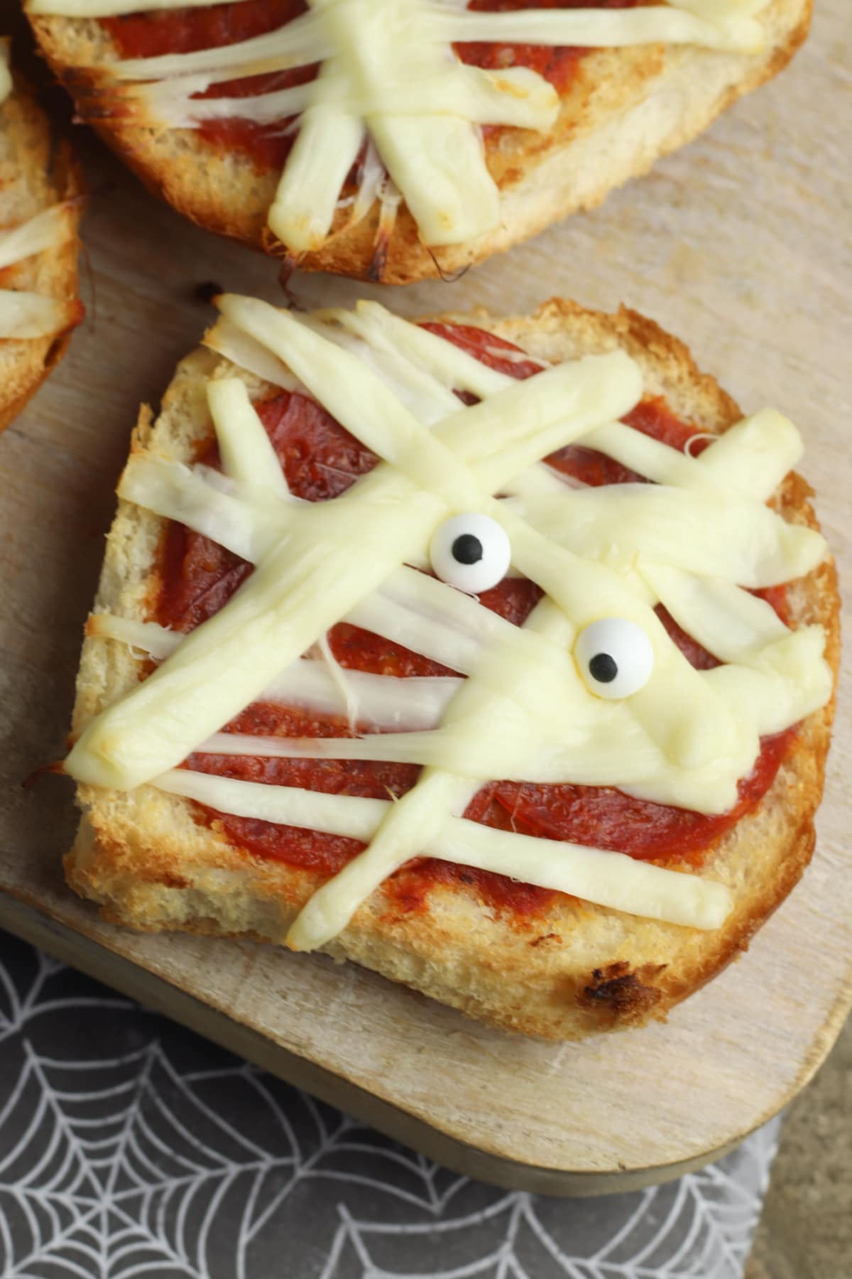 Mummy Pizza with candy eyes