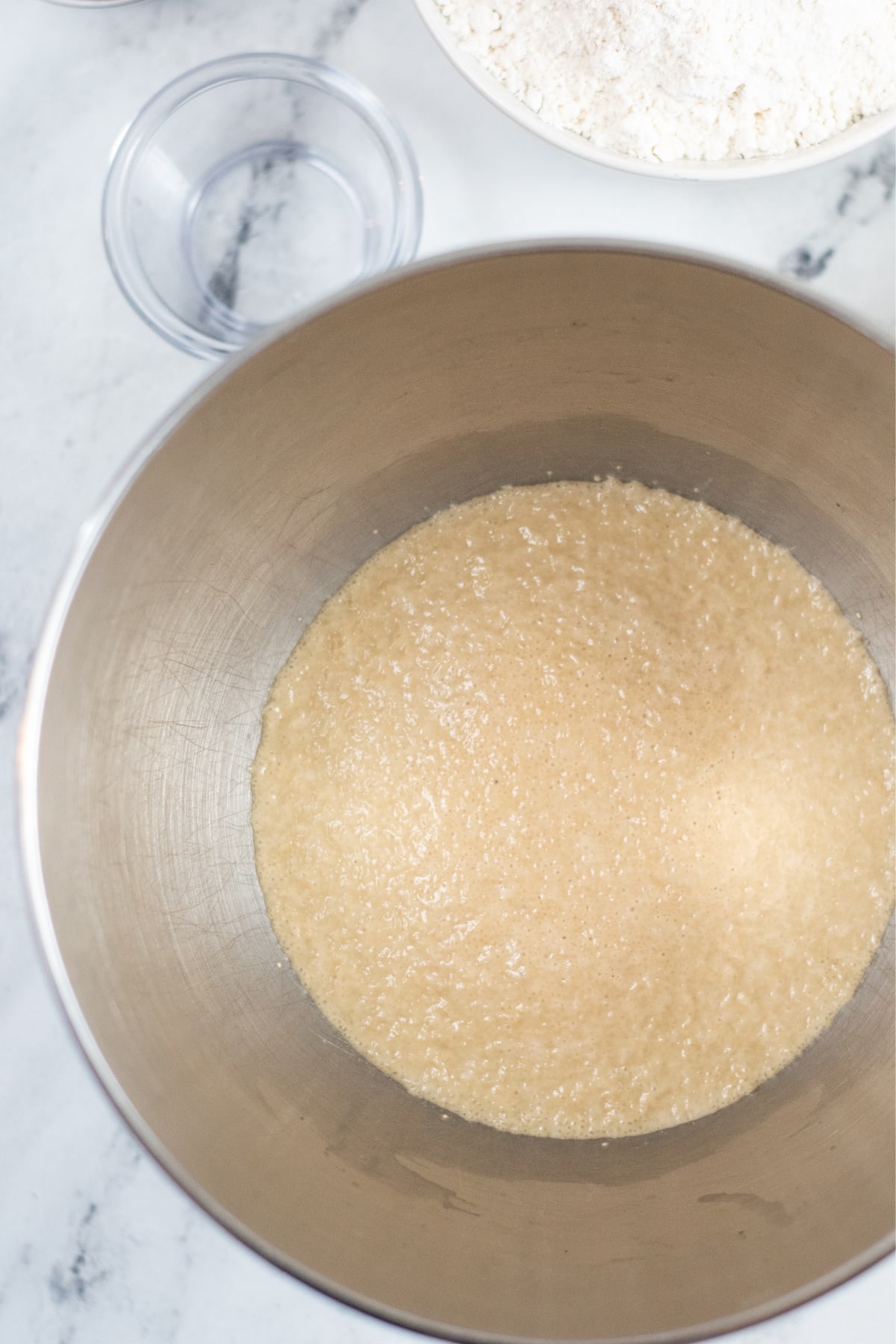 Yeast and water in bowl