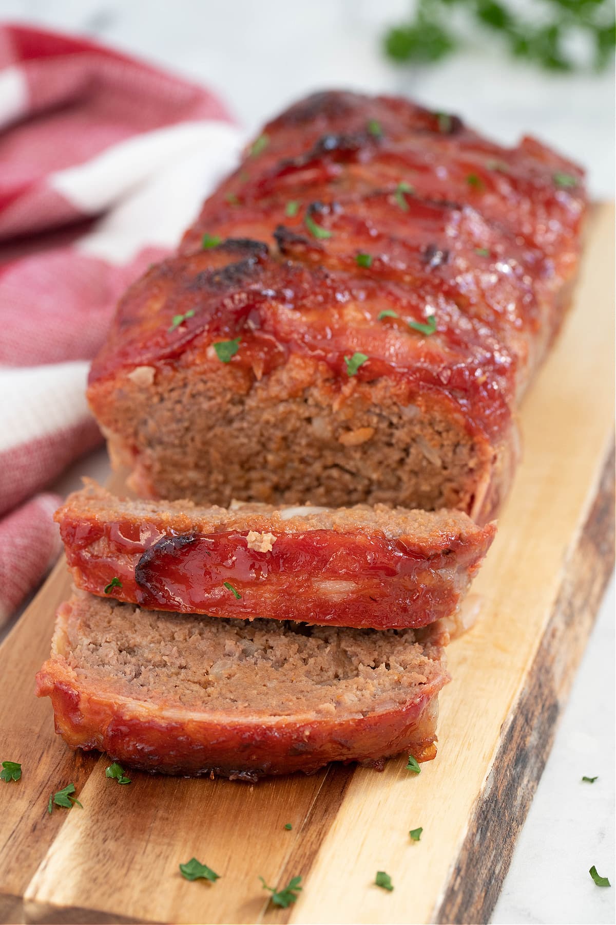 Bacon wrapped meatloaf sliced