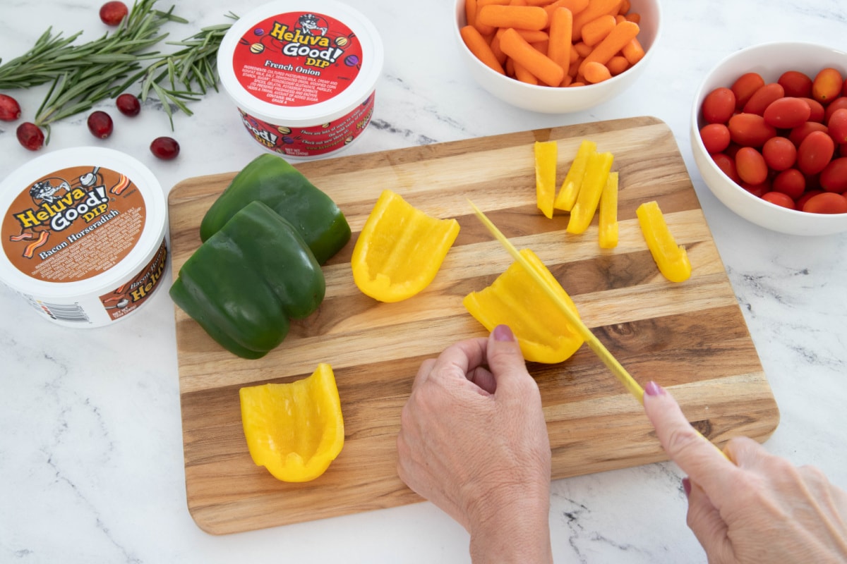 Cutting veggies for dipping