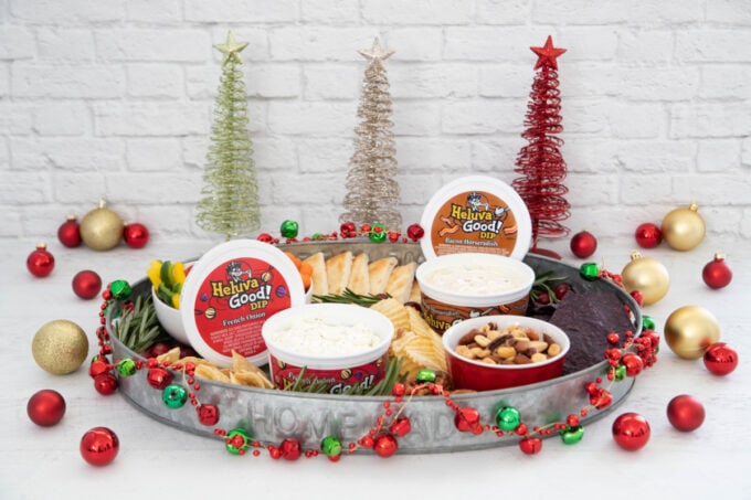 Snack tray with Christmas decor