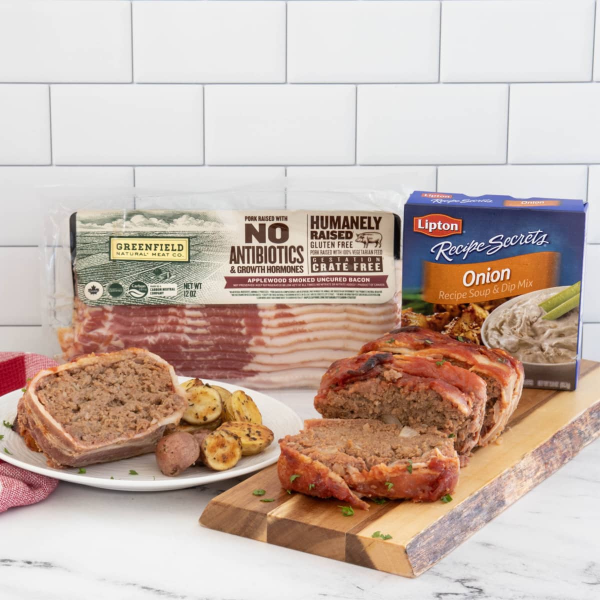 Bacon Wrapped Meatloaf with ingredients