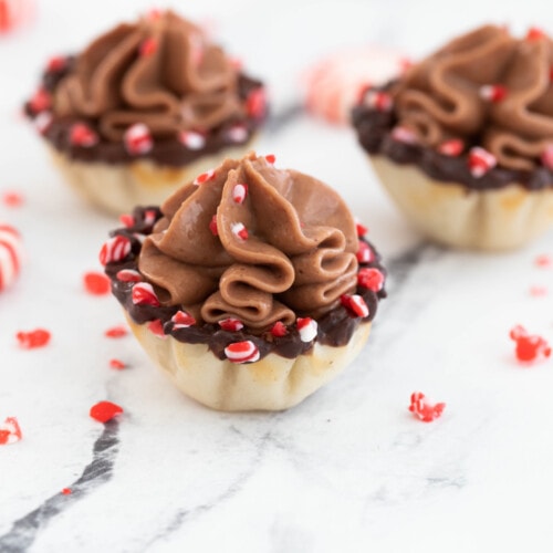 Chocolate Peppermint Cheesecake Bites for recipe card