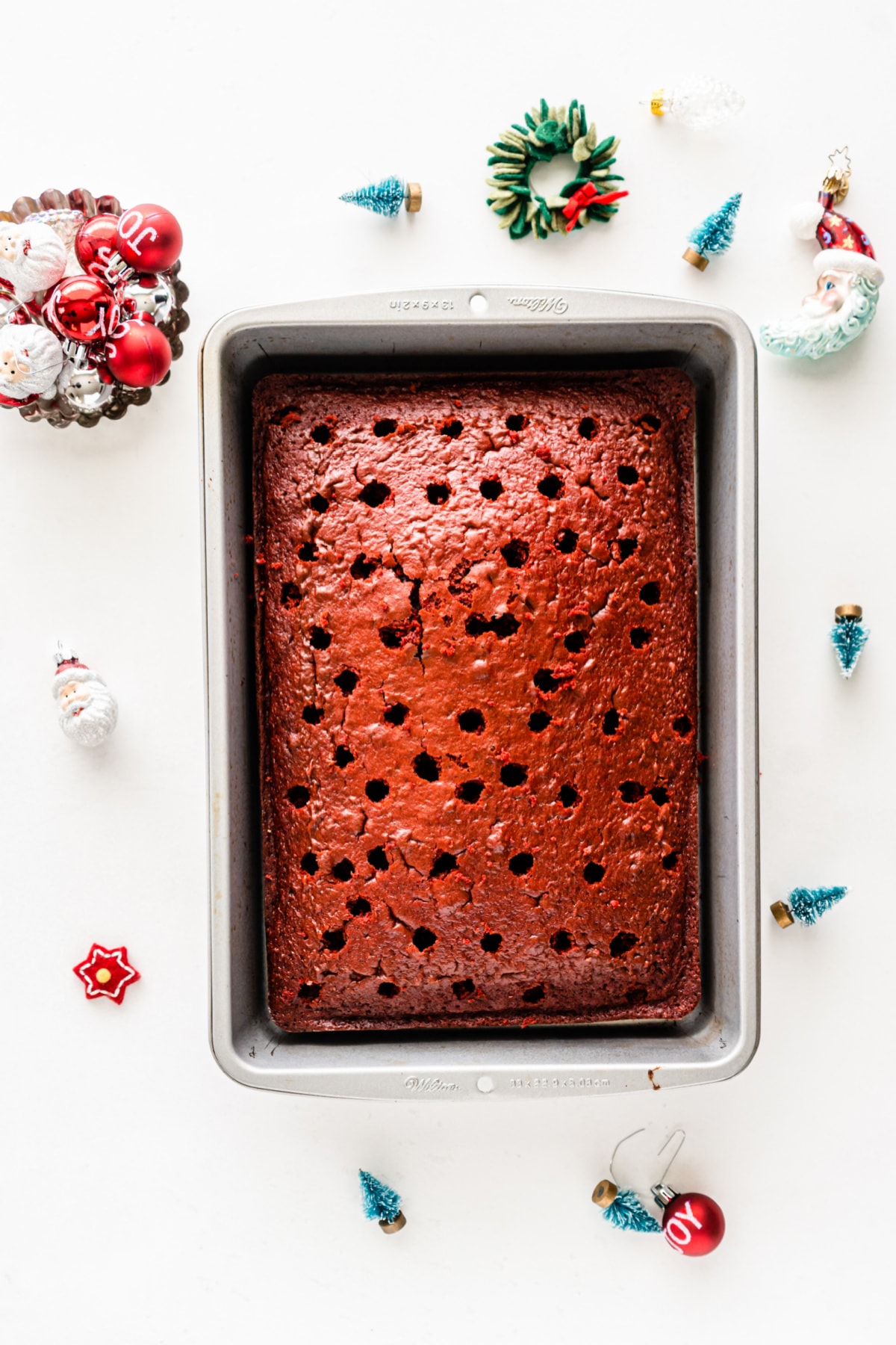 Red velvet cake with holes
