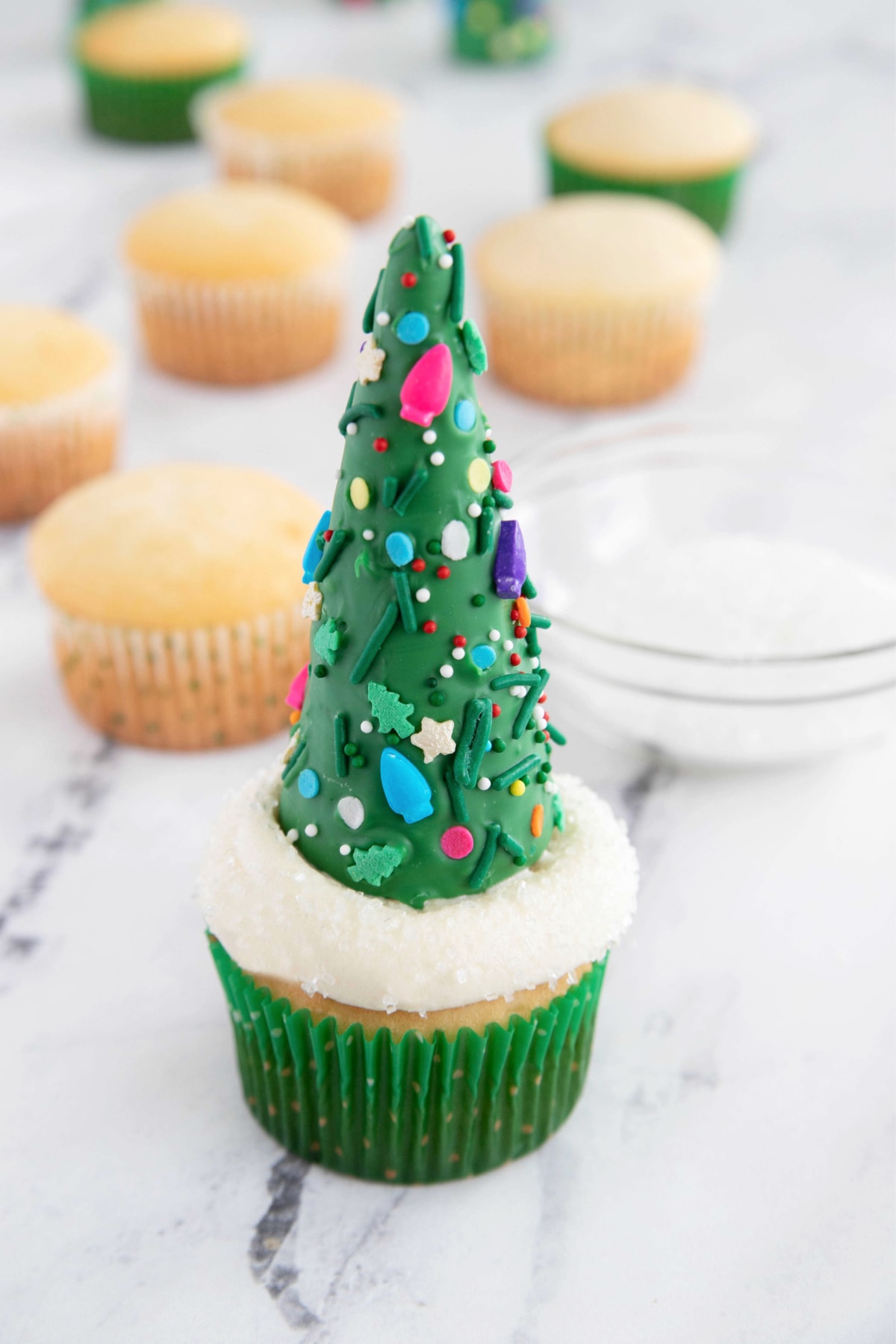 Christmas tree cupcake without star