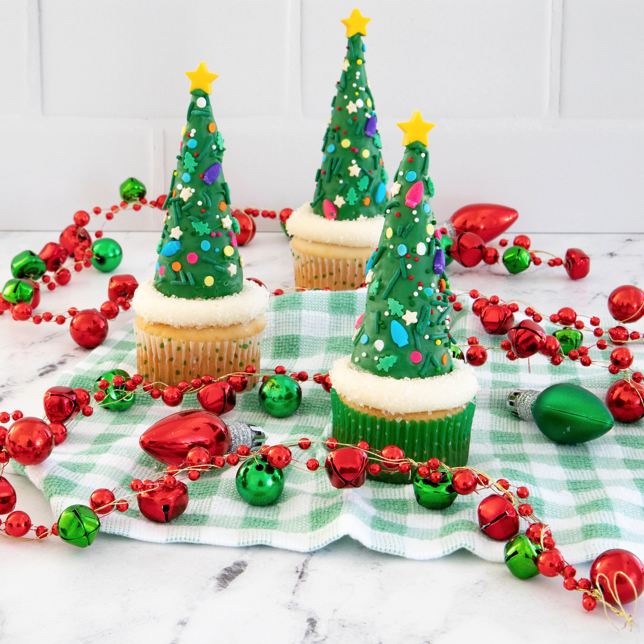 Christmas tree cupcakes for recipe card