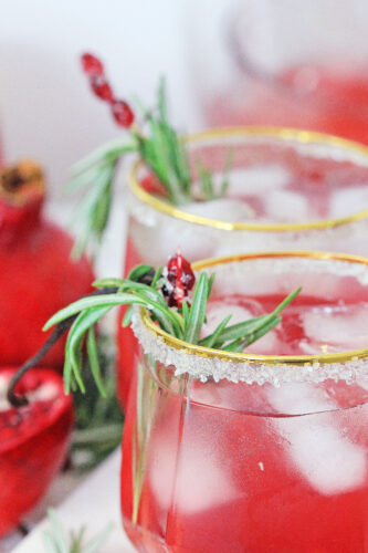 Holiday punch in glasses with ice