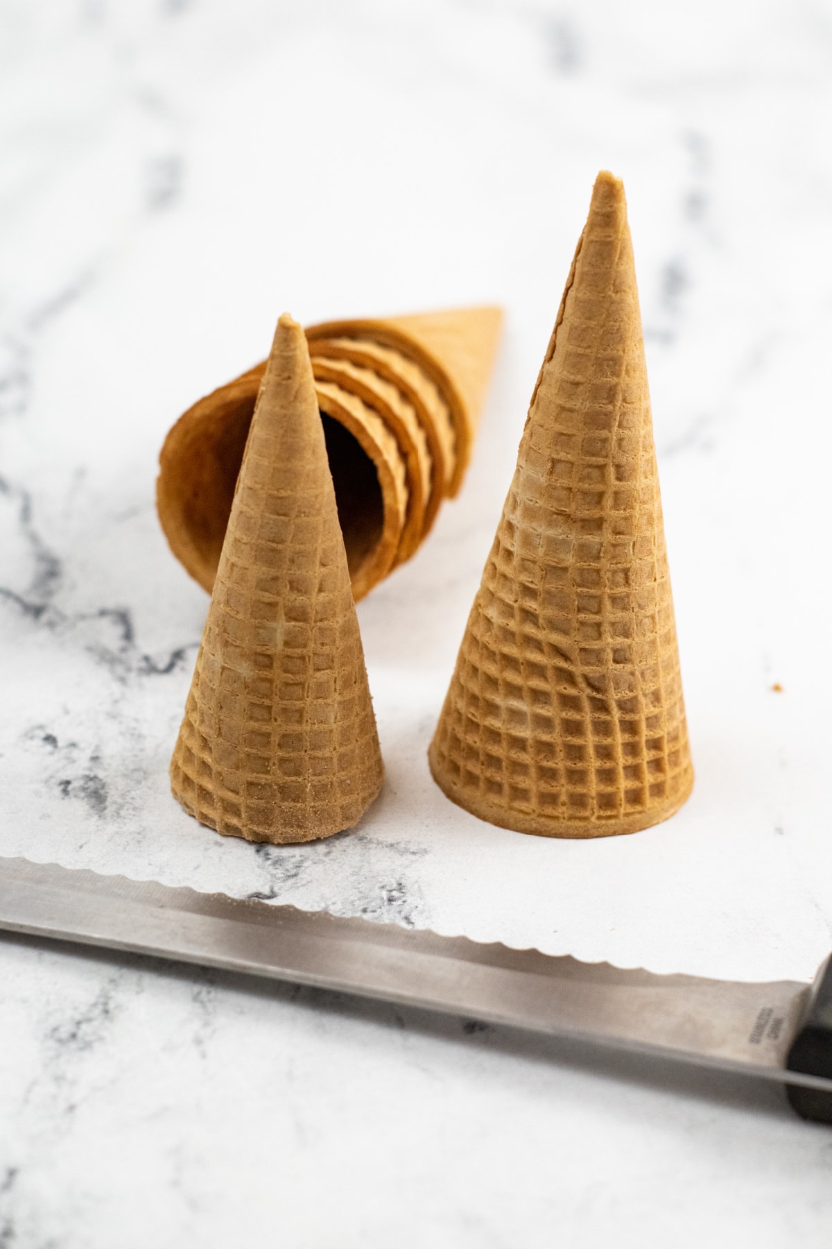 Sugar cones for Santa hat