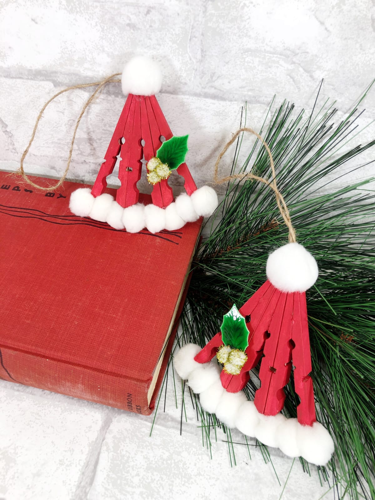 Clothespin Santa Hat Ornaments