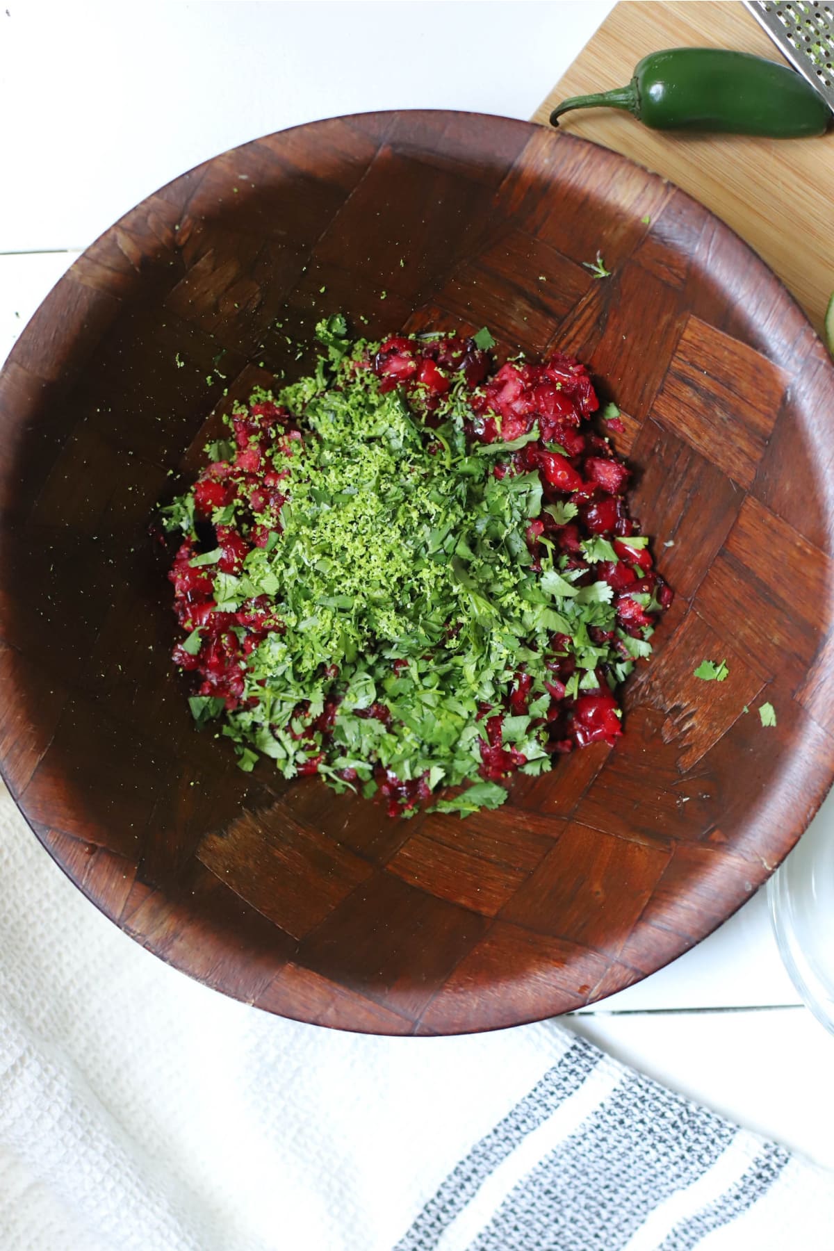 Cranberries and cilantro for cranberry salsa