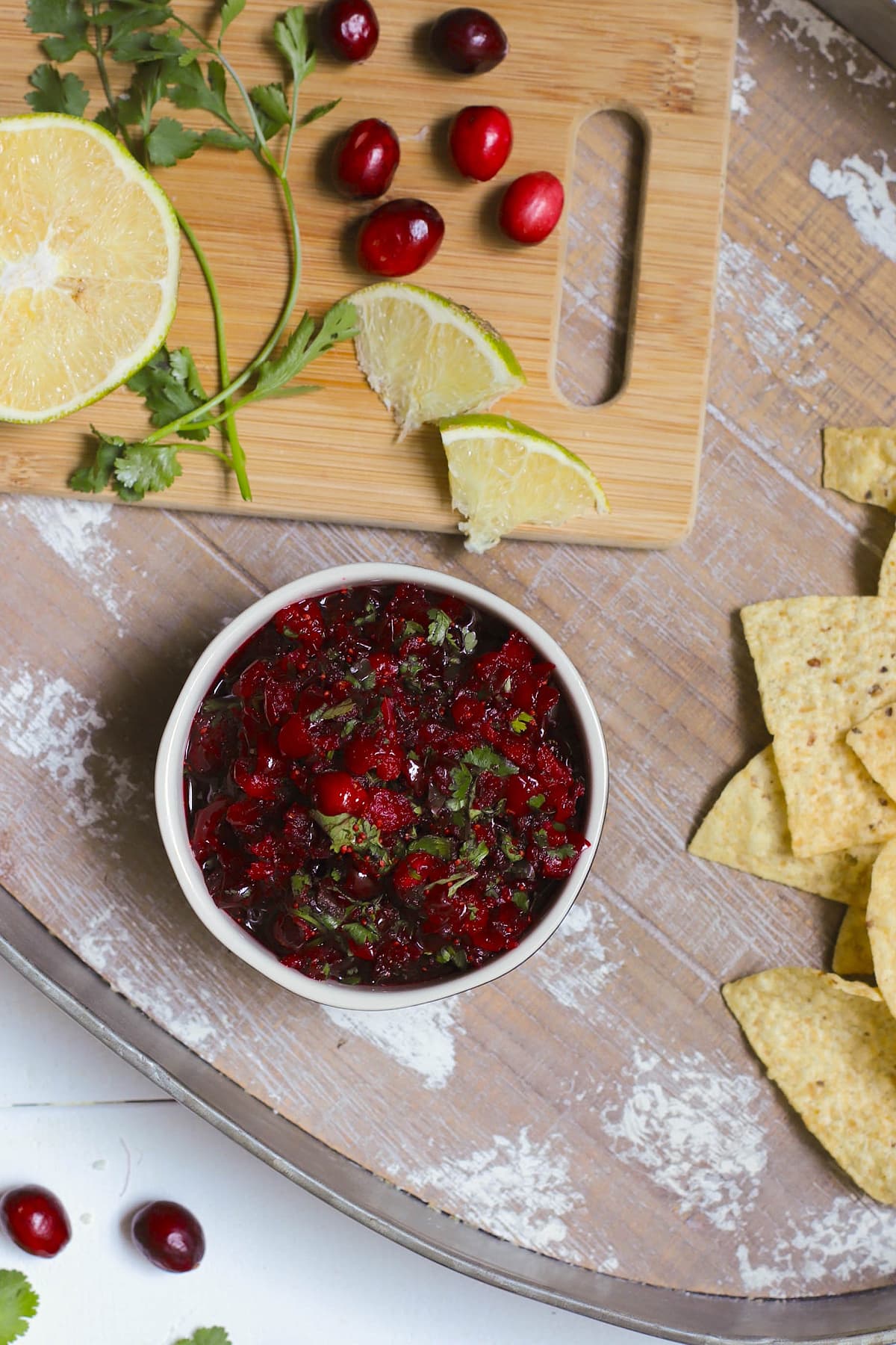Cranberry salsa on platter