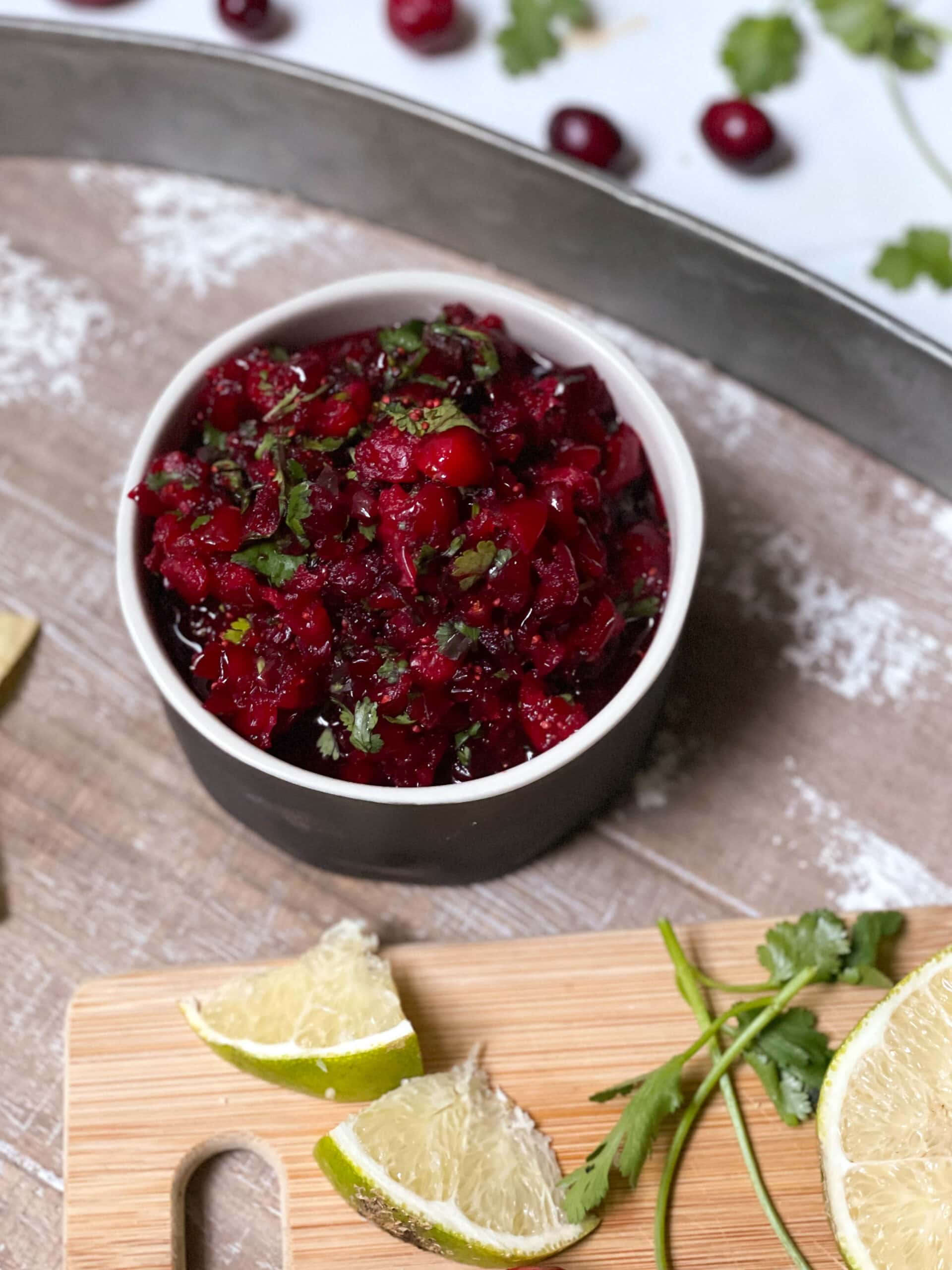 Cranberry salsa in bowl