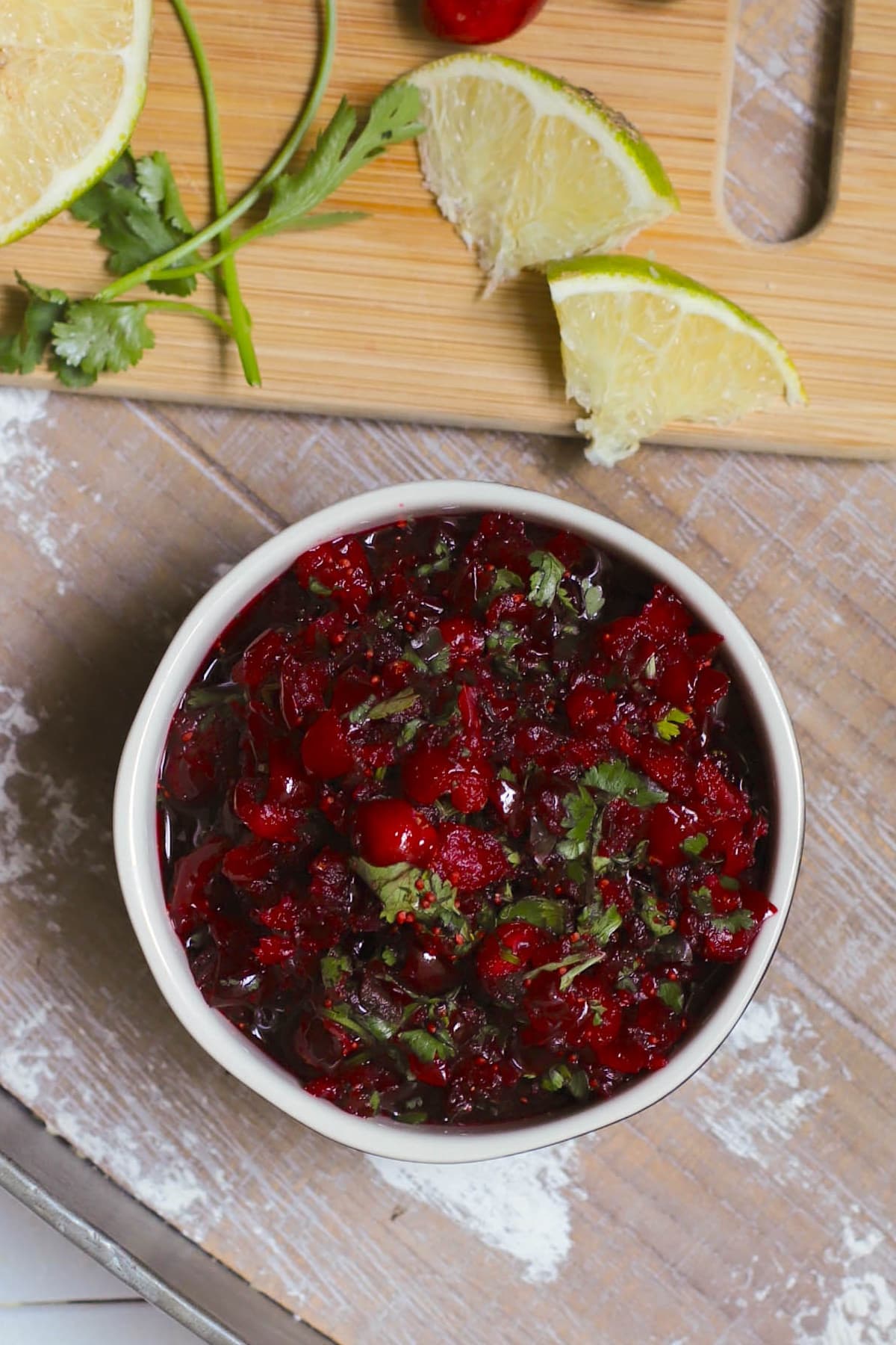 Cranberry salsa with limes