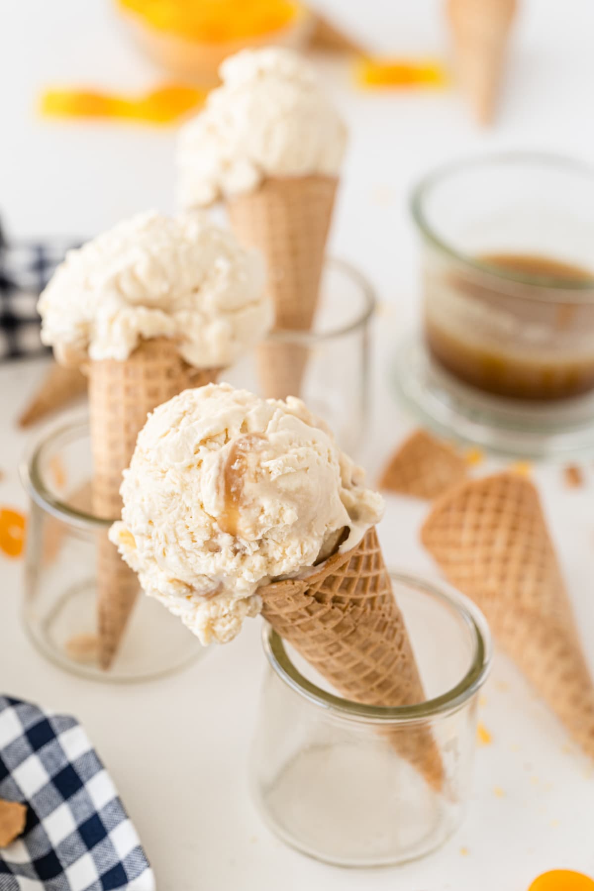 Butterbeer Ice Cream in a sugar cone