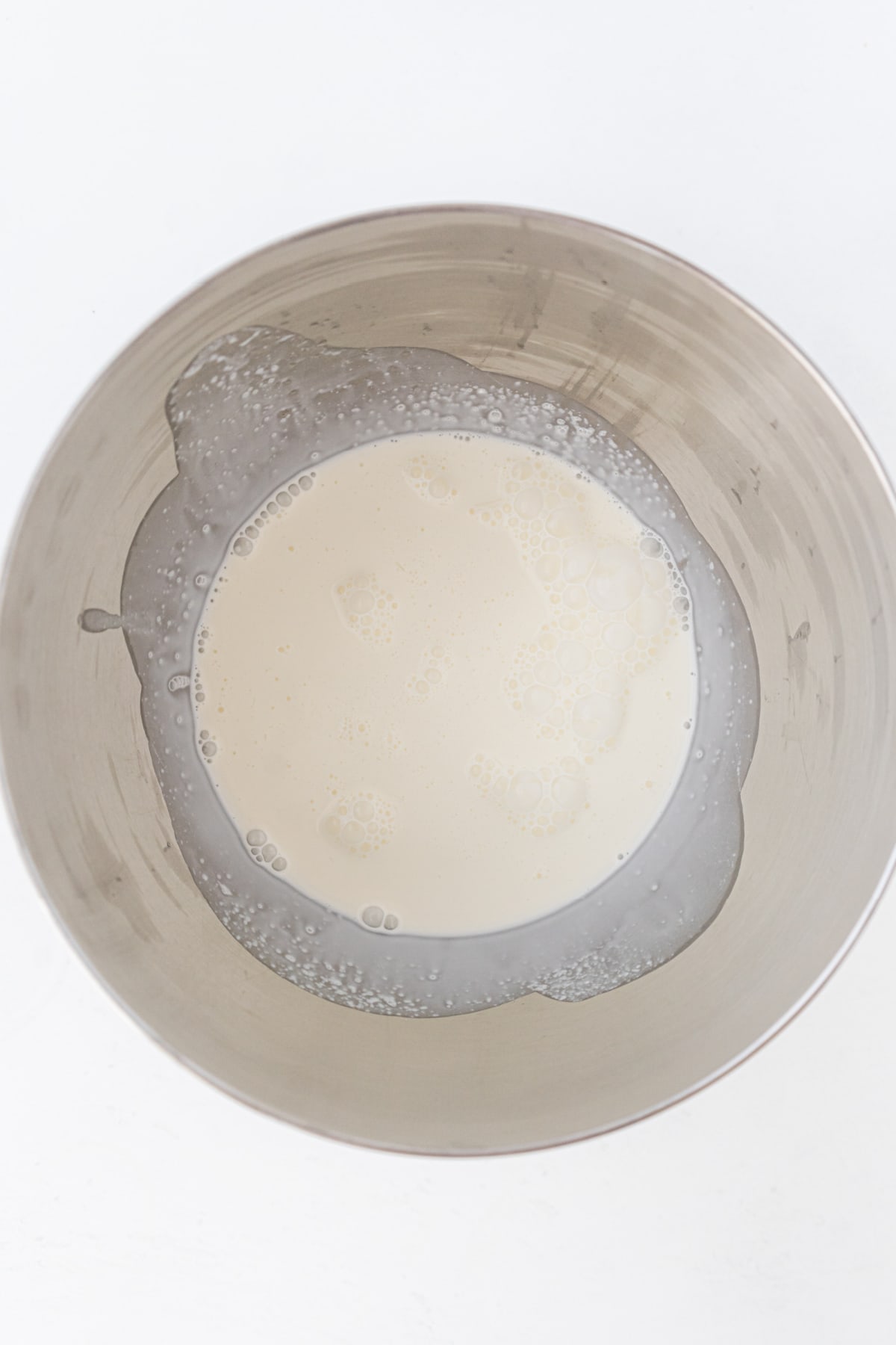 Heavy whipping cream in bowl