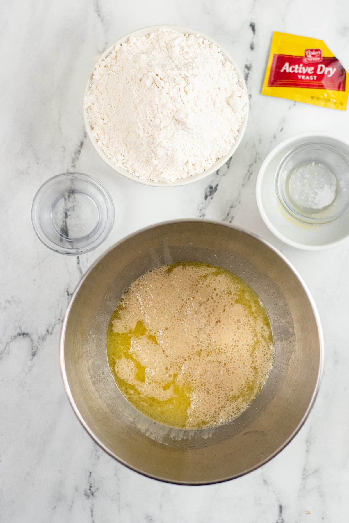 Yeast mixture with butter and salt