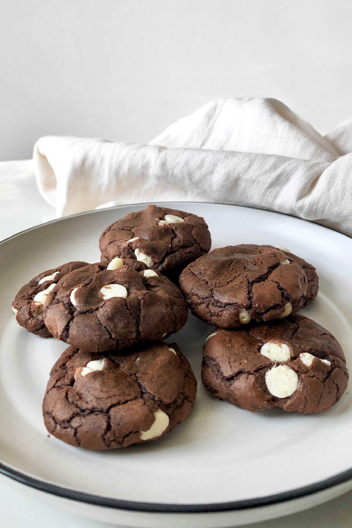 Brownie mix crinkle cookies on plate