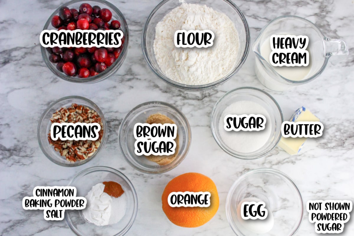 Ingredients for cranberry orange scones