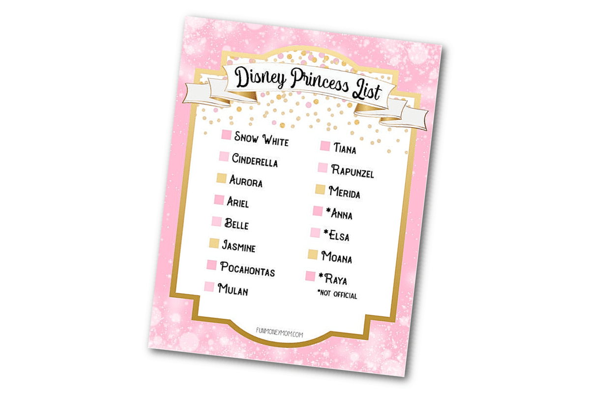 Disney Princess List mockup