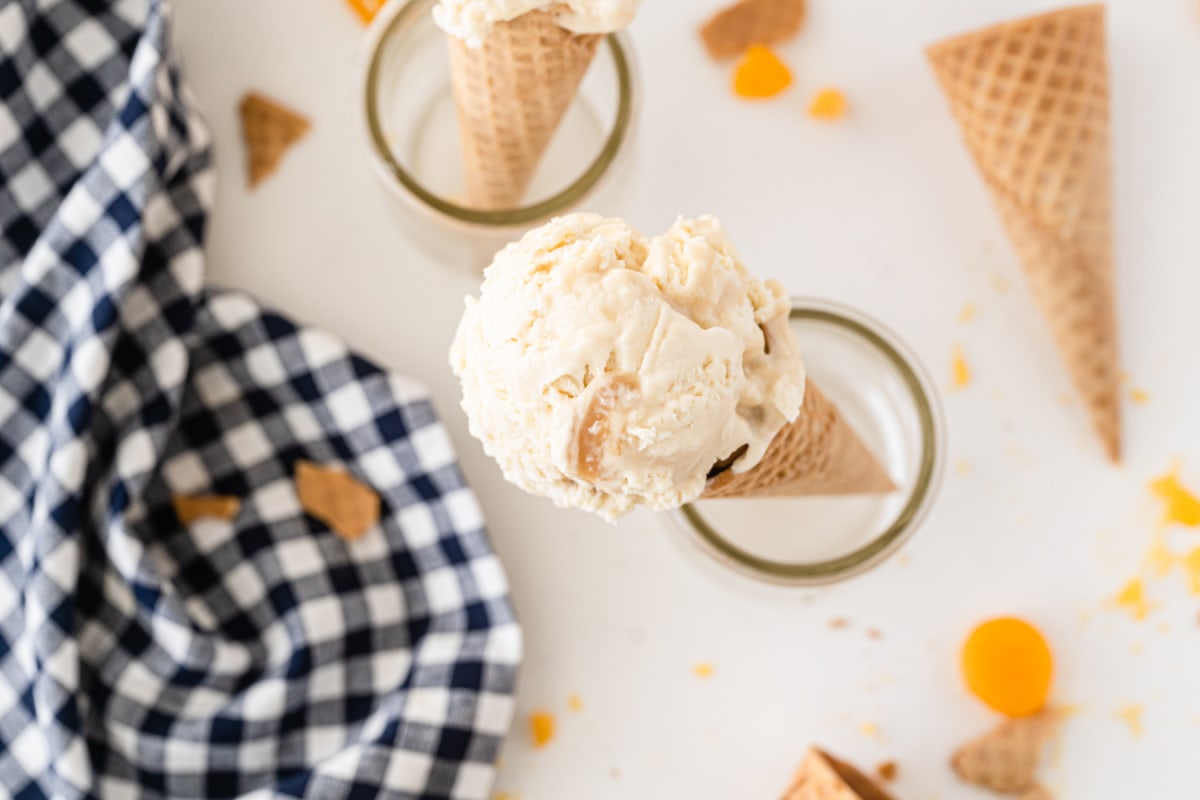 Butterbeer ice cream in cone