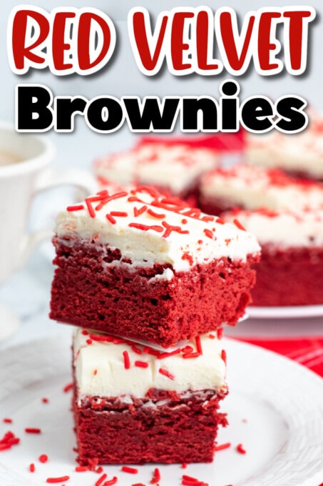 Red Velvet Brownies on white plate