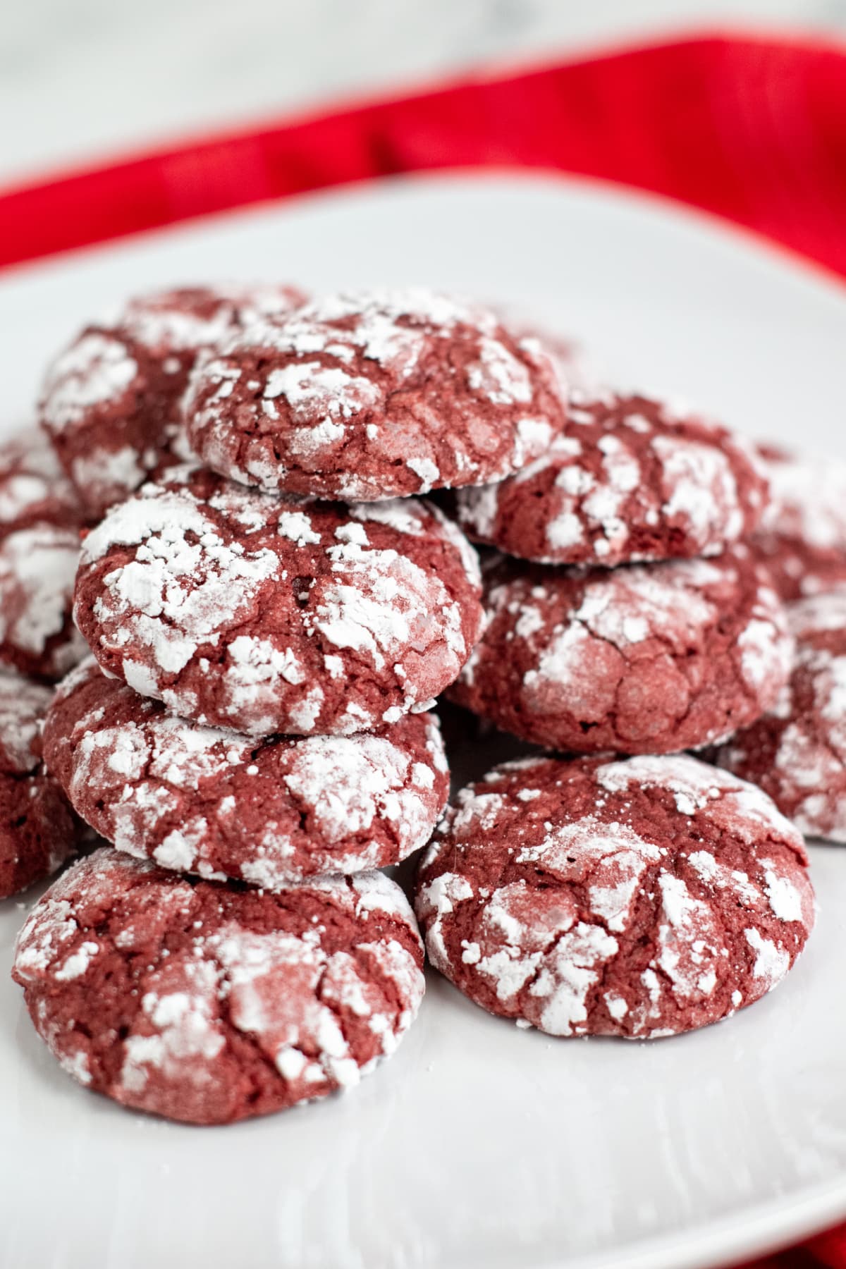 Plate Of Red Velvet Crinkle Cookies  