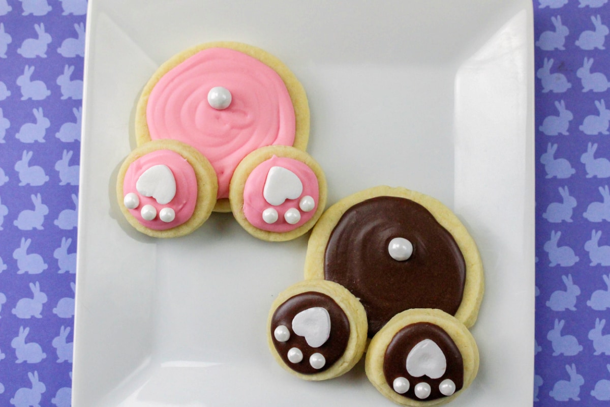 Pink and brown Bunny Butt Cookies