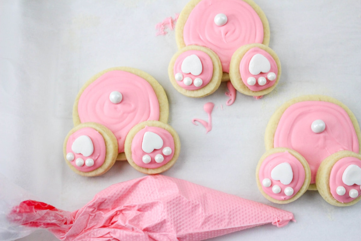 Bunny Butt cookies with pink icing