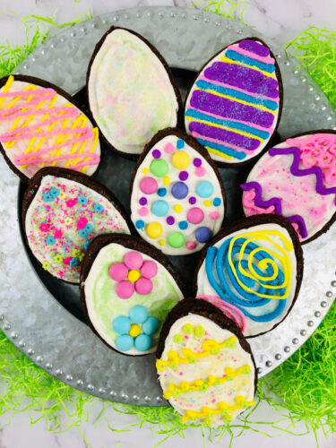 Brownies decorated like Easter eggs