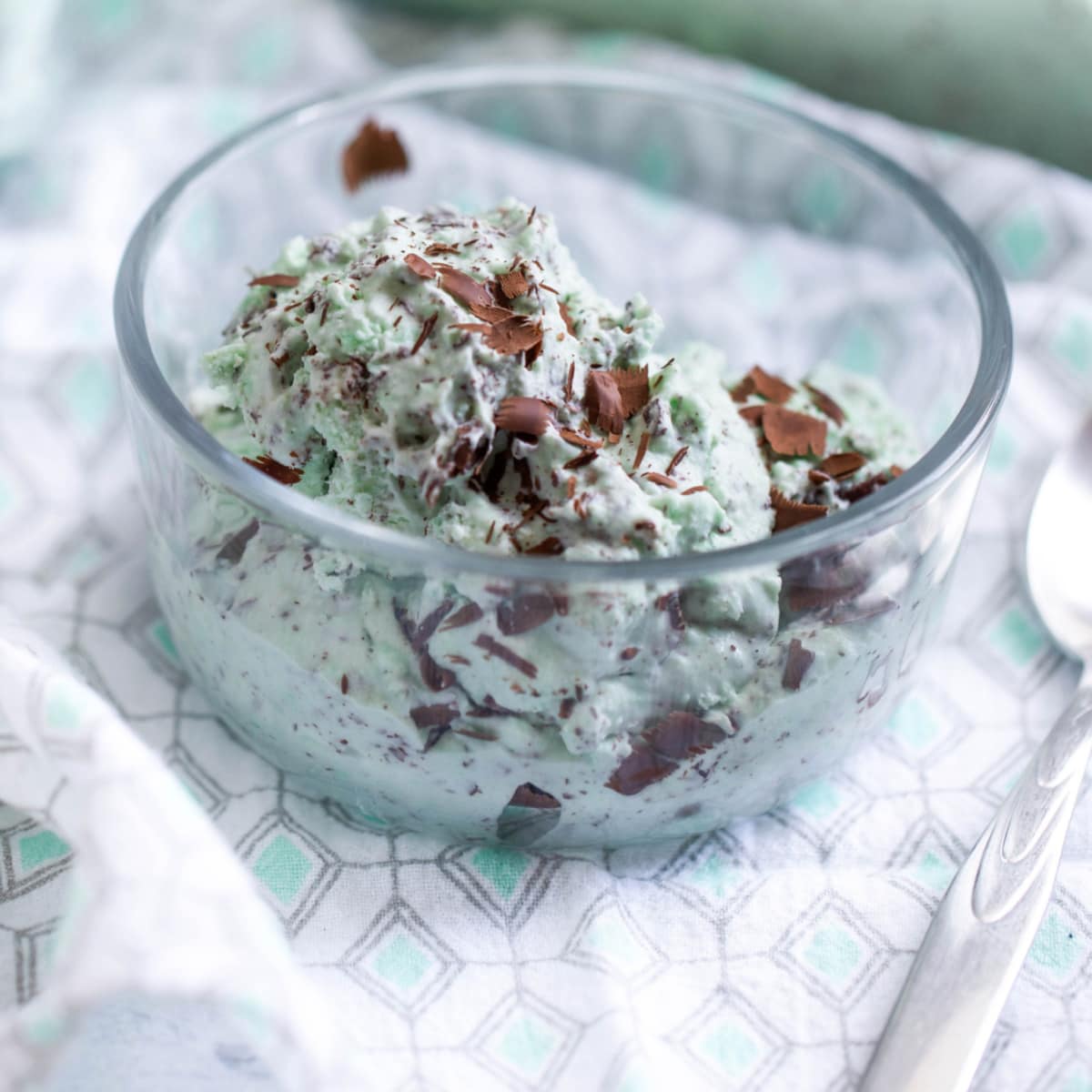 Mint chocolate chip ice cream for recipe card