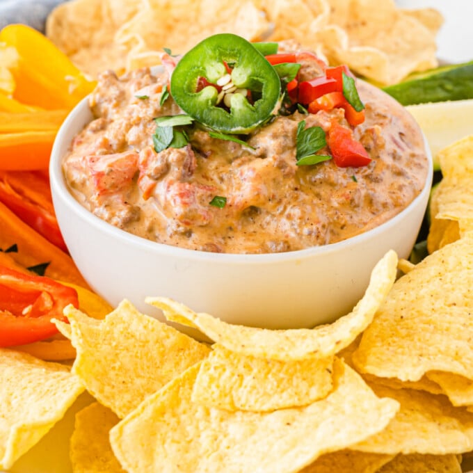 Easy Rotel Dip Recipe With Ground Beef And Sausage - Fun Money Mom