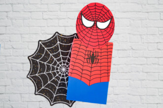 Spiderman Valentine Box with spiderweb in back