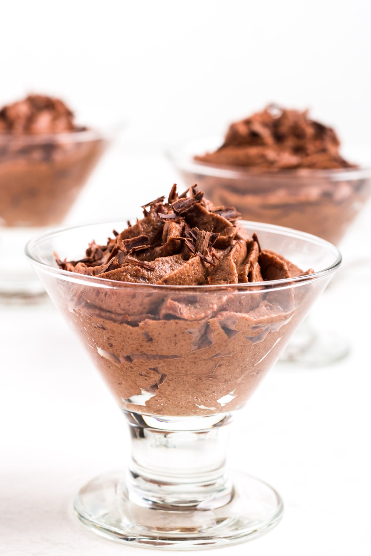 Chocolate mouse in glass dessert bowl