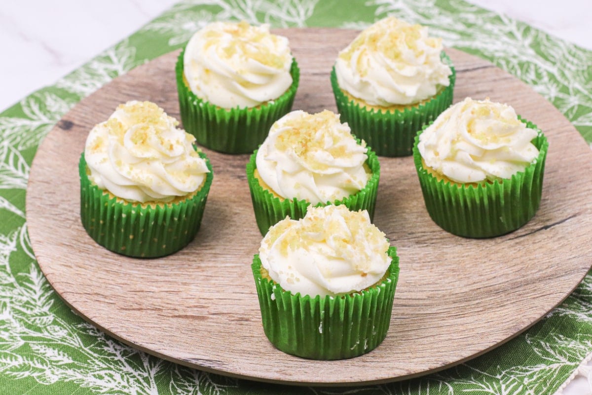 Coconut lime cupcakes with green napkin