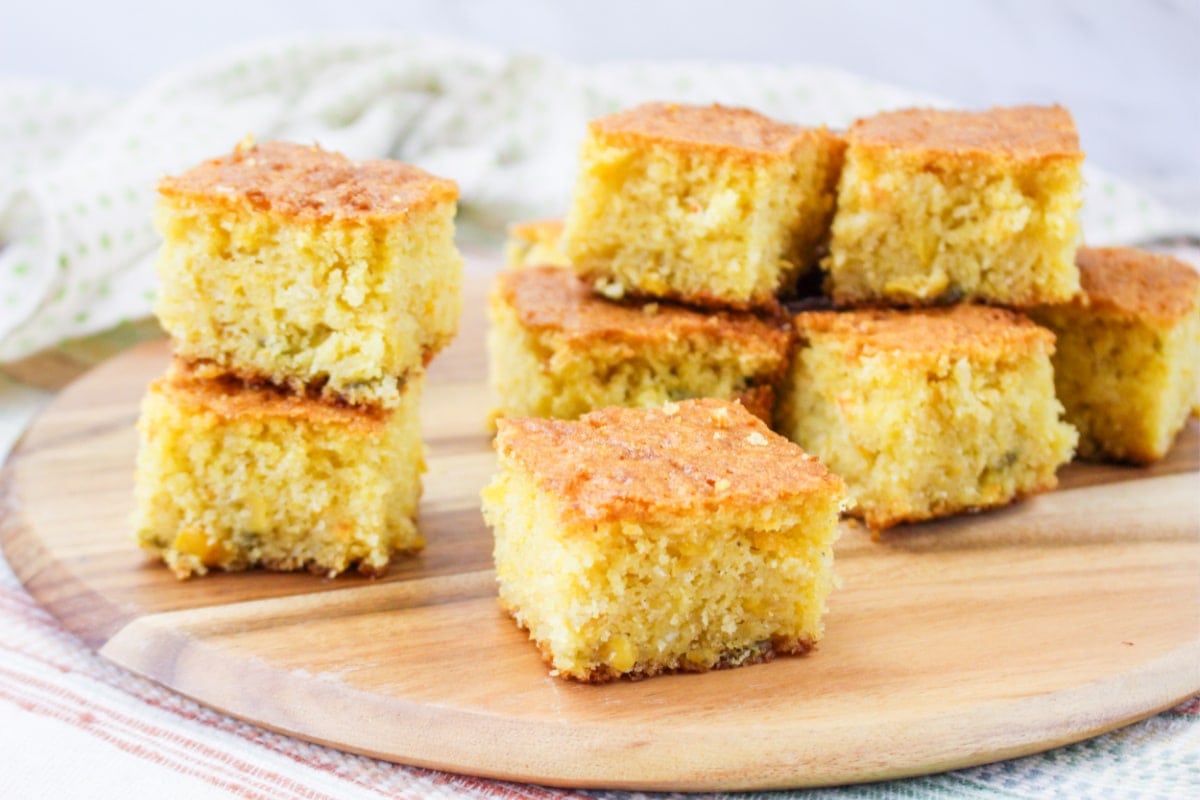 Mexican cornbread on wooden circle