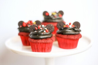 Mickey Mouse cupcake on cake plate