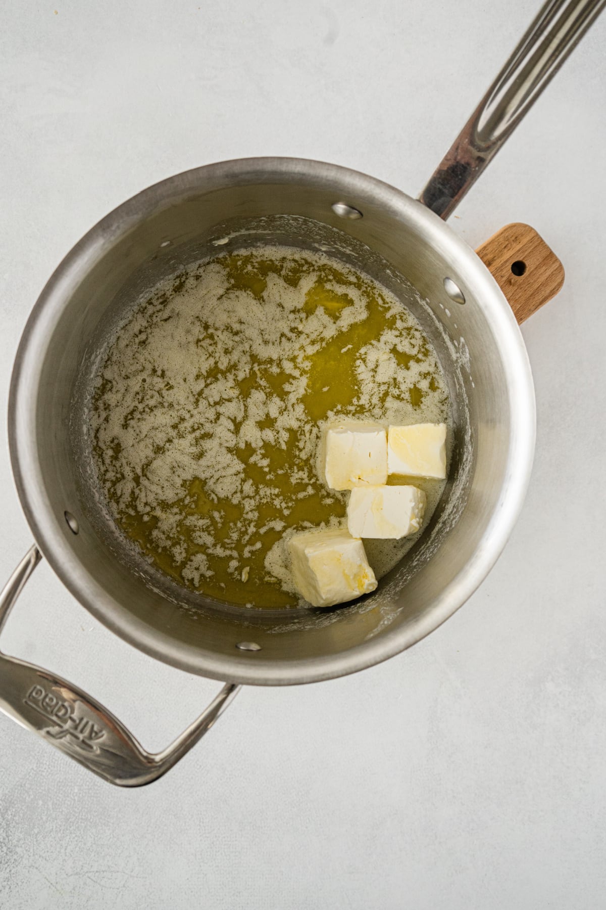 Butter melted in saucepan