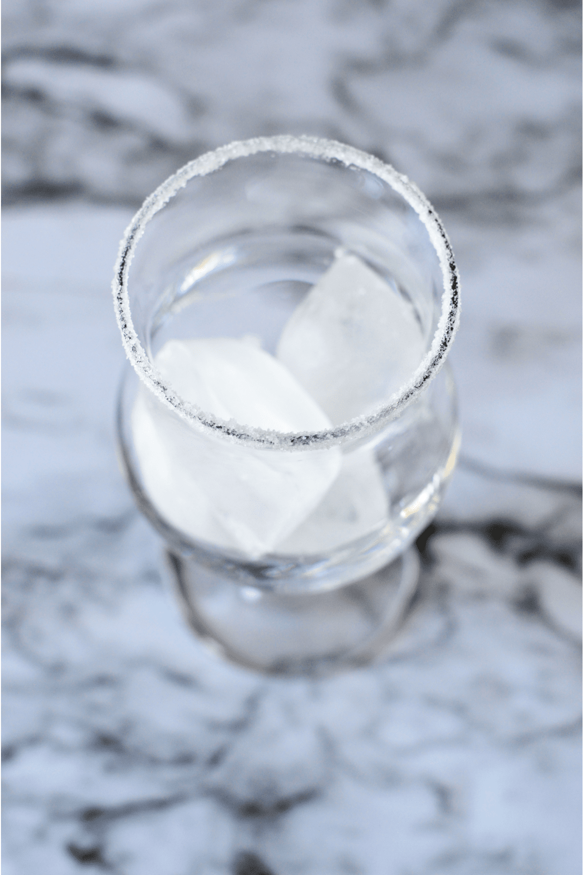 Ice cubes in margarita glass