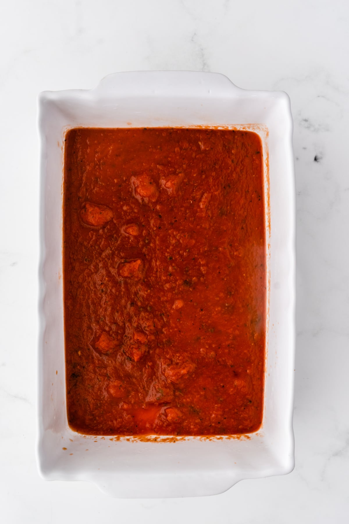 Tomato sauce in baking dish