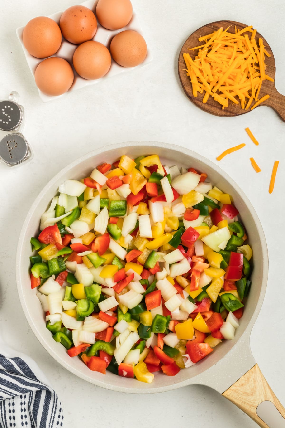 Diced vegetables in a pan