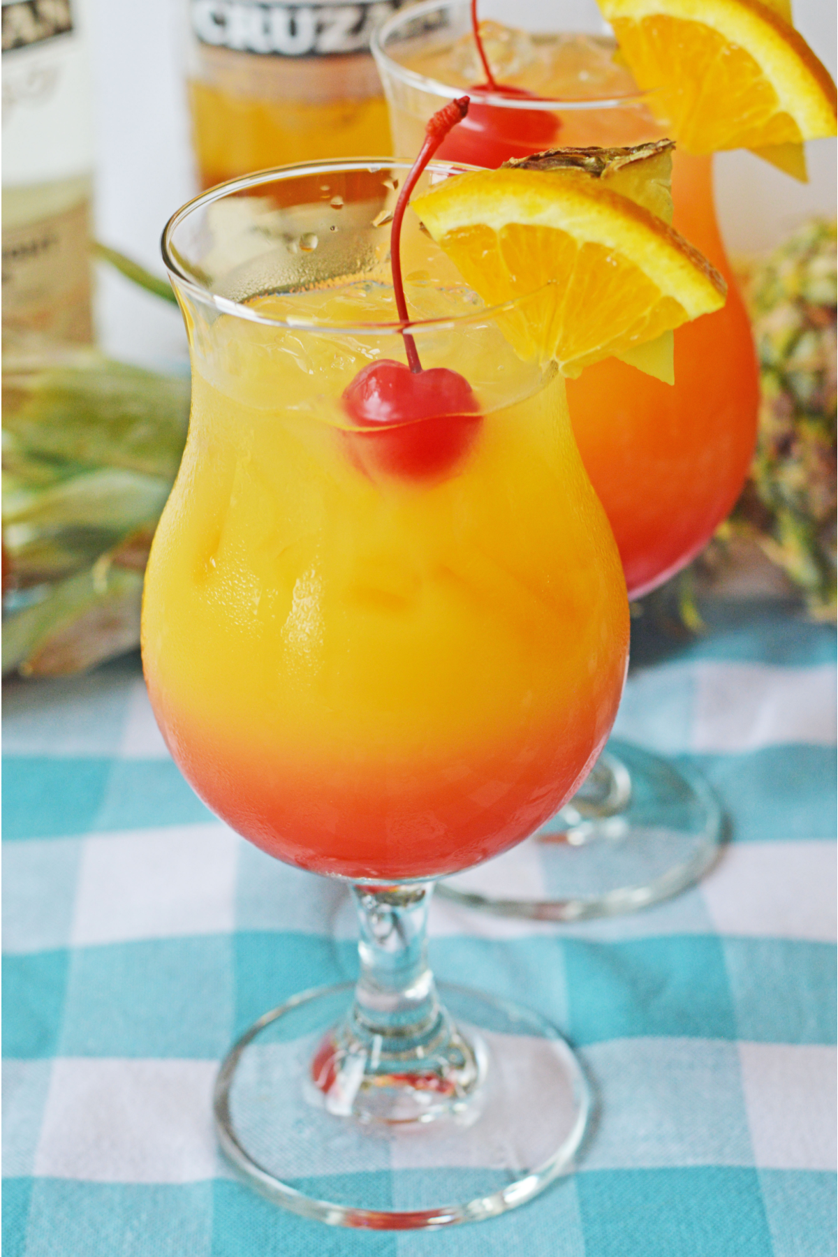 Caribbean rum punch garnished with fruit
