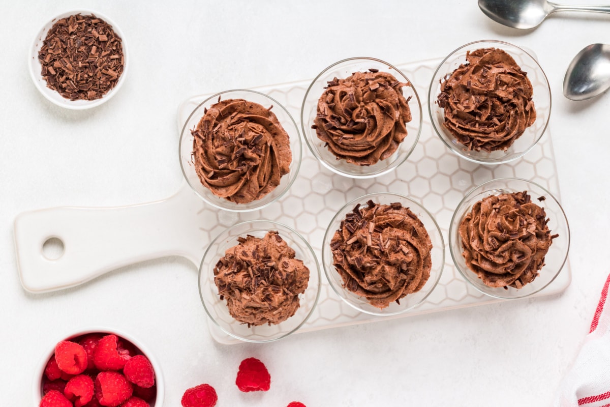 Chocolate Mousse in glass bowls